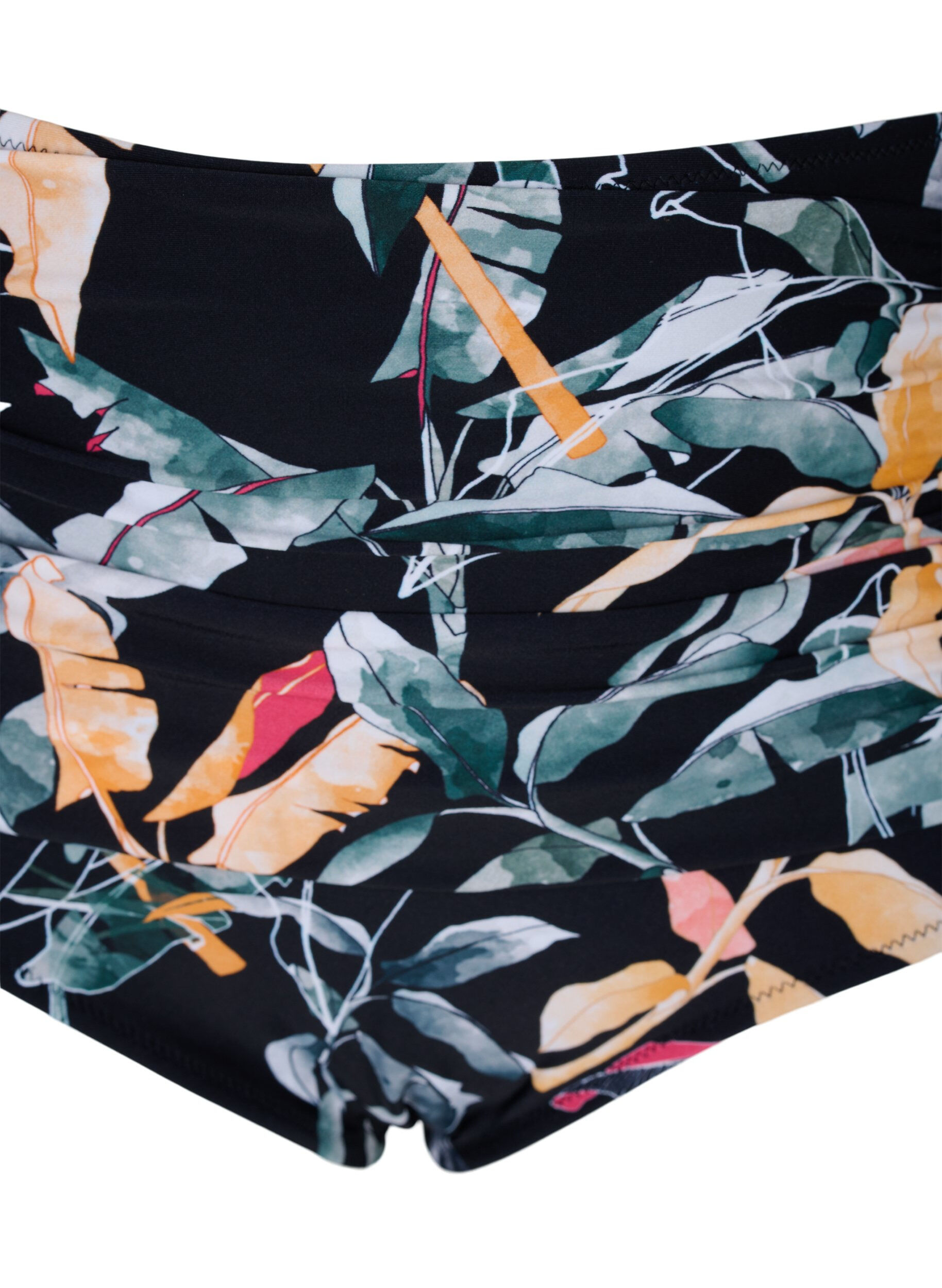 Zizzi Printed bikini bottoms with extra high waist, Leaf Print, Packshot image number 2