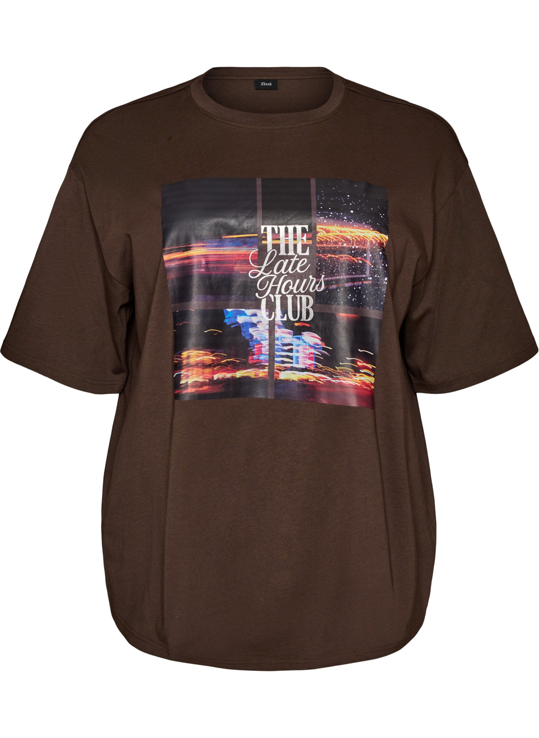 ZizziT-shirt w rozmiarze oversize z duzym nadrukiem fotograficznym, Brązowy, Packshot image number 0