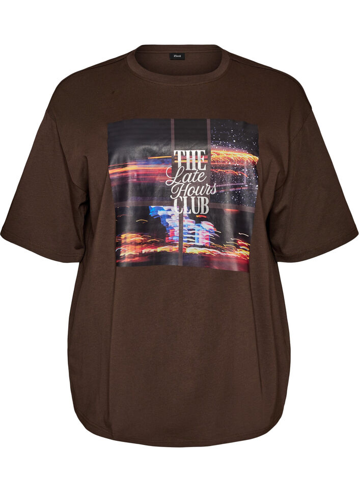 T-shirt w rozmiarze oversize z duzym nadrukiem fotograficznym, Brązowy, Packshot image number 0