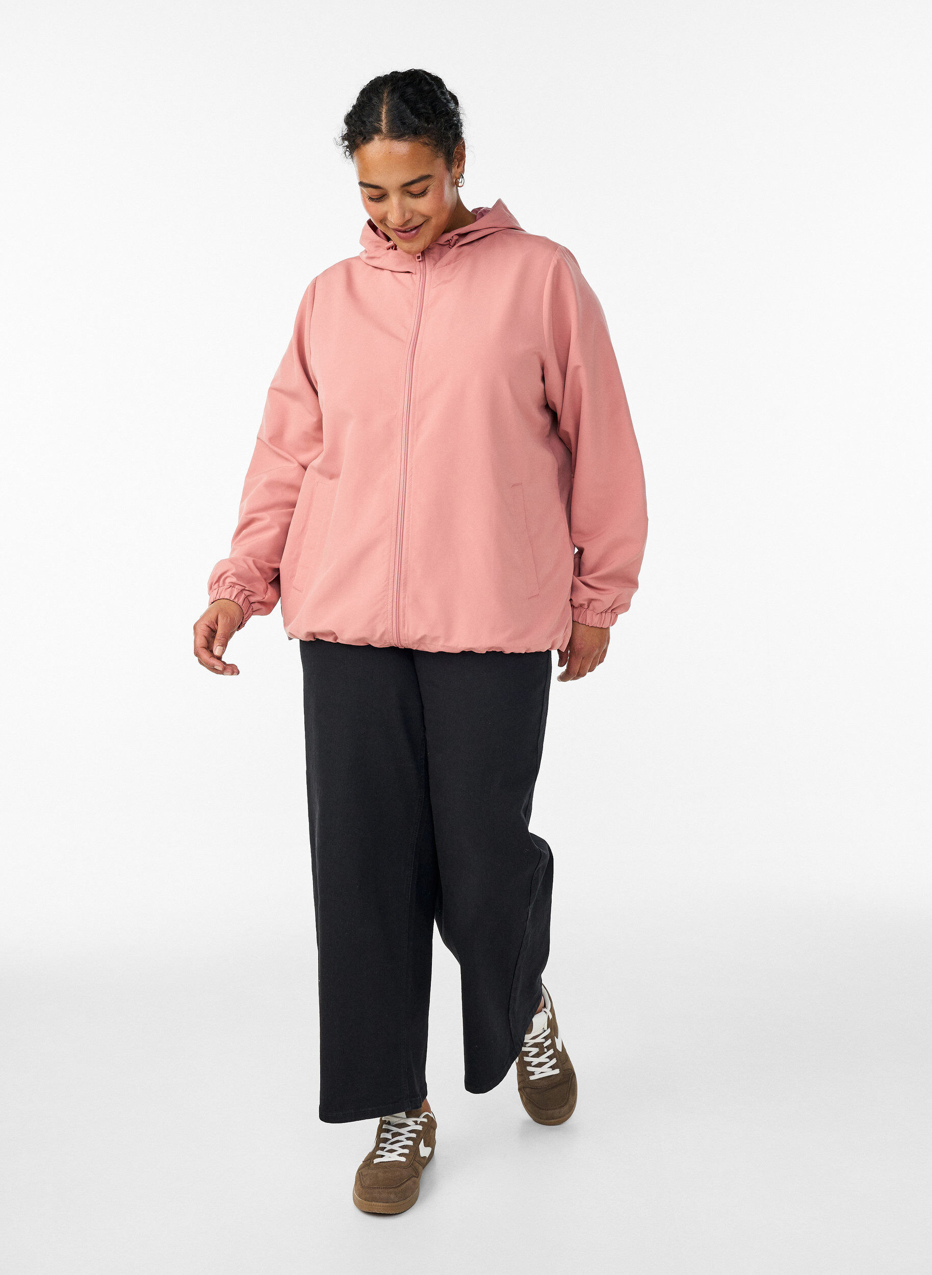 Zizzi Lekka kurtka z kapturem i zamkiem blyskawicznym, R&oacute;żowy, Model image number 1