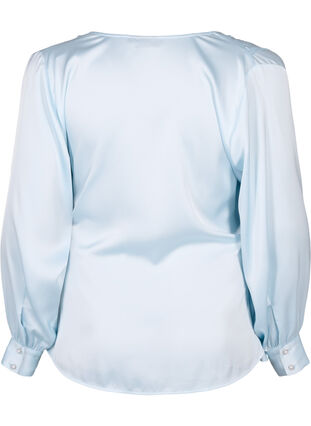 Satynowa bluzka wieczorowa z chusta, Delicate Blue, Packshot image number 1