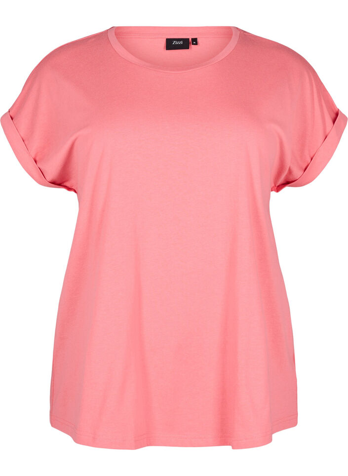 T-shirt z kr&oacute;tkim rekawem z mieszanki bawelny, R&oacute;żowy, Packshot image number 0