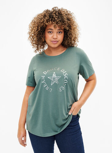 FLASH – koszulka z motywem, Balsam Green Star, Model image number 0