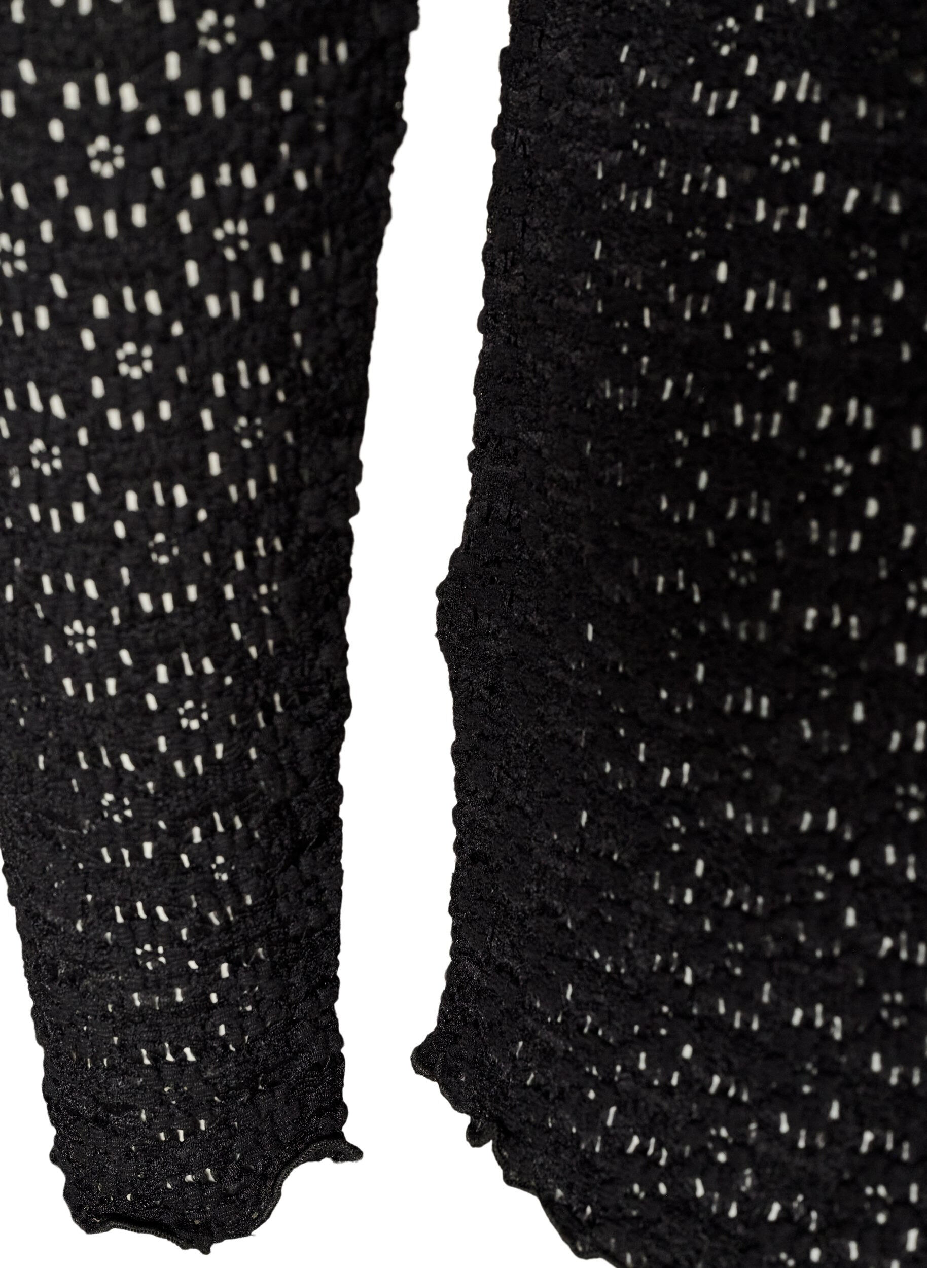 ZizziBluzka z azurowym wzorem i dlugim rekawem, Czarne, Packshot image number 3