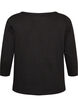 Basicowy T-shirt z dekoltem w l&oacute;dke i rekawami 3/4, Czarne, Packshot image number 1