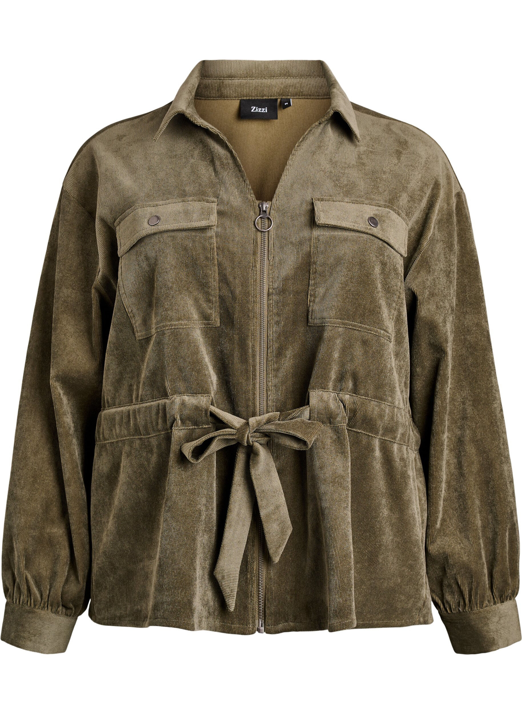 Szafirowa marynarka z pasem i kieszeniami