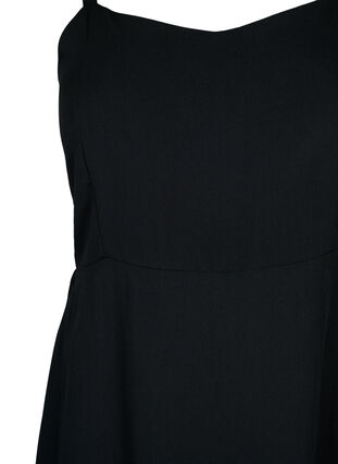 Jednokolorowa marszczona wiskozowa sukienka na ramiaczkach, Black, Packshot image number 2