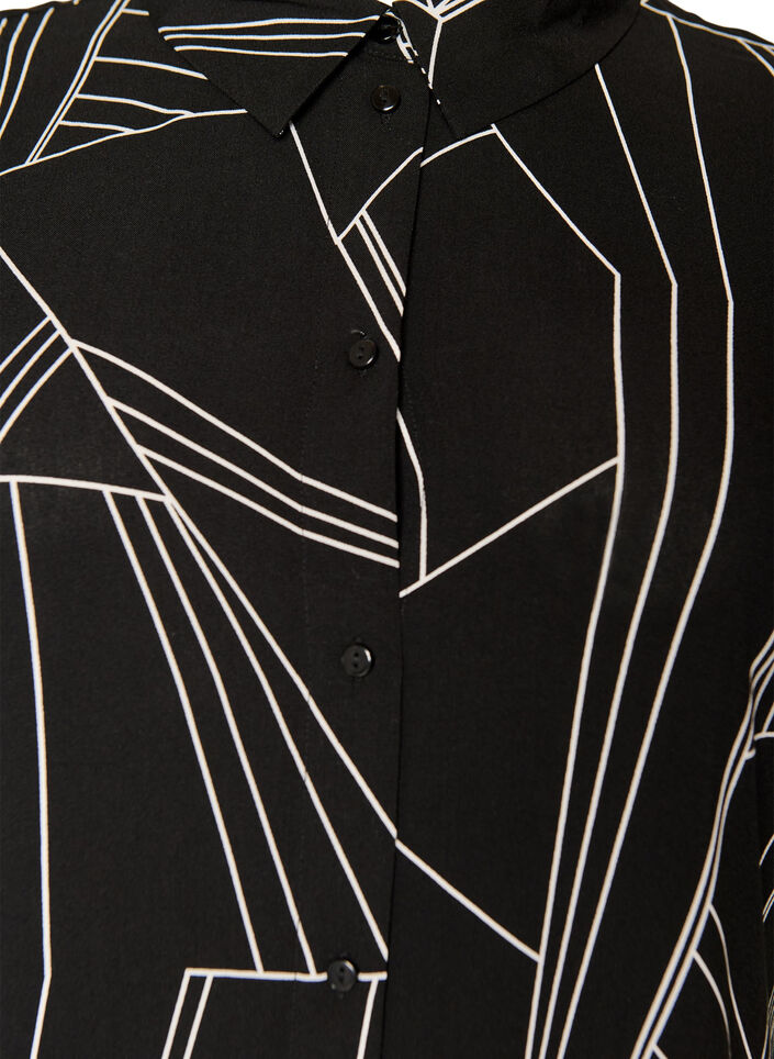 Luzna koszula o przedluzonym kroju z wiskozy, Czarne, Packshot image number 2