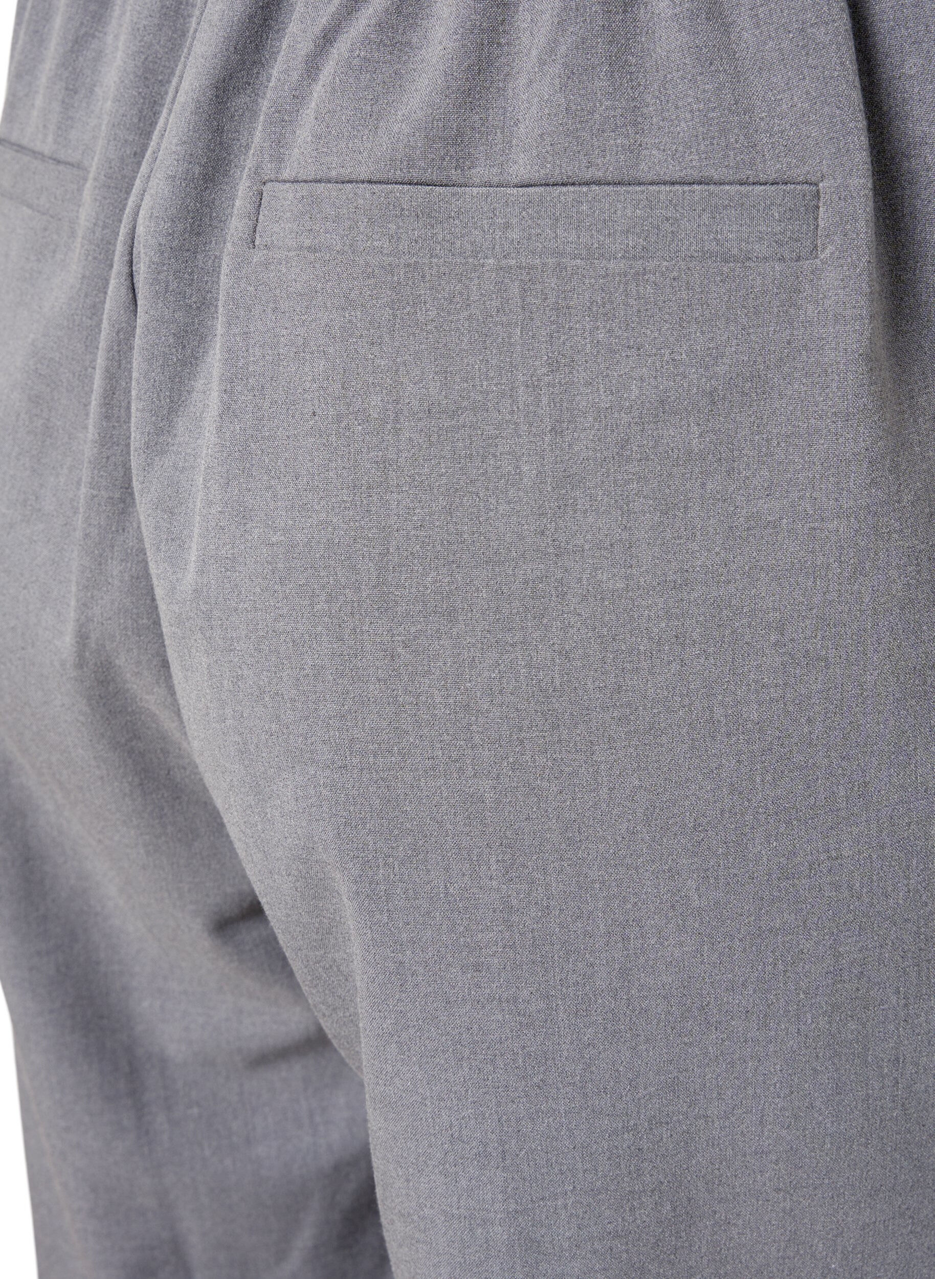 Zizzi Grey melange trousers with elastic waist, Medium Grey Melange, Packshot image number 3