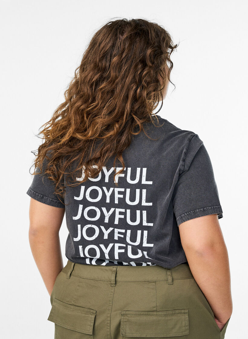 Koszulka z bawelna organiczna z nadrukiem na plecach, Ciemnoszary, Model image number 2