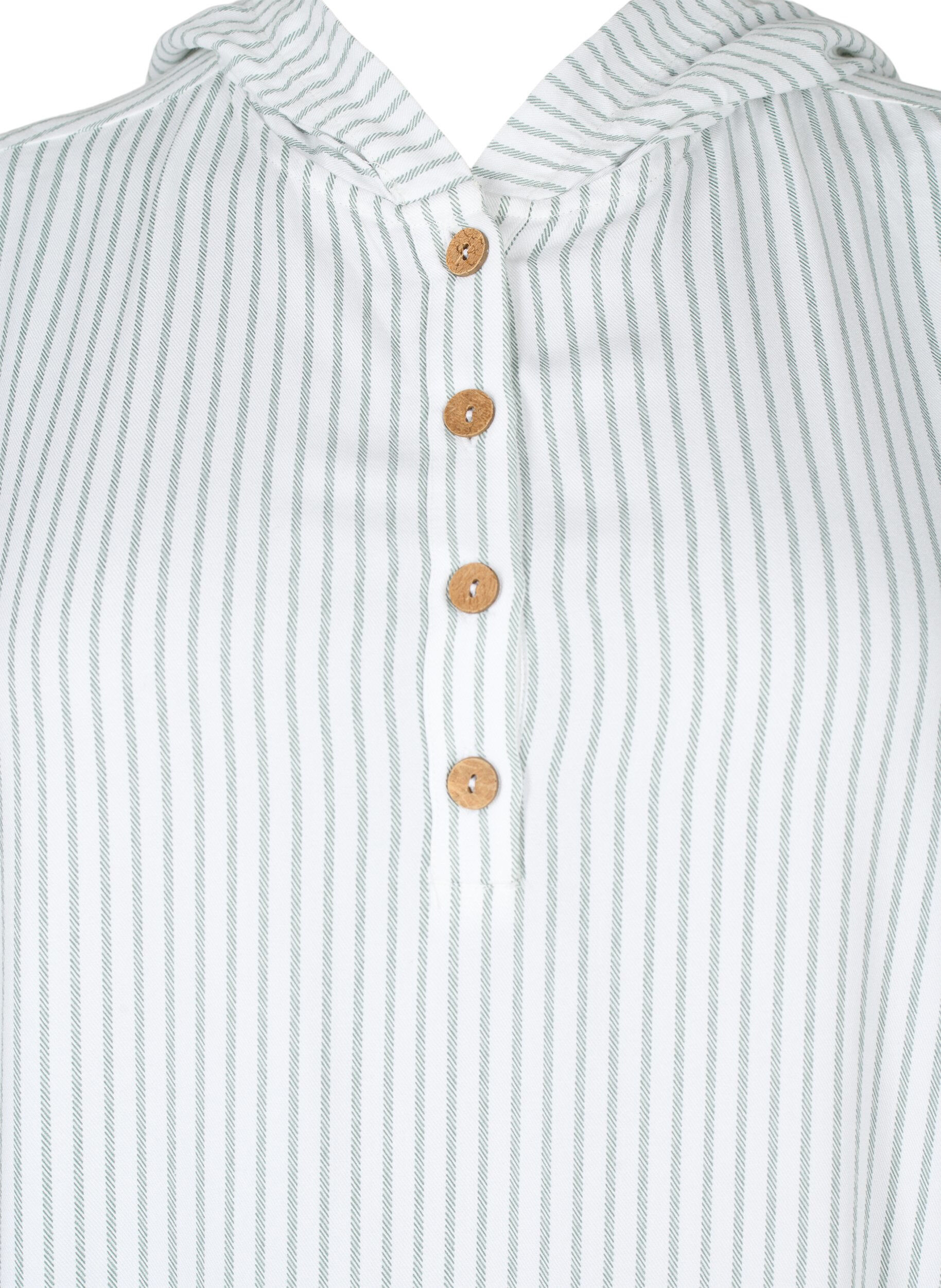 Zizzi Wiskozowa tunika z kr&oacute;tkim rekawem i kapturem, Chinois Green Stripe, Packshot image number 2