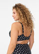 Bikinikowy top z wysci&oacute;lka i nadrukiem, Czarne, Model image number 1
