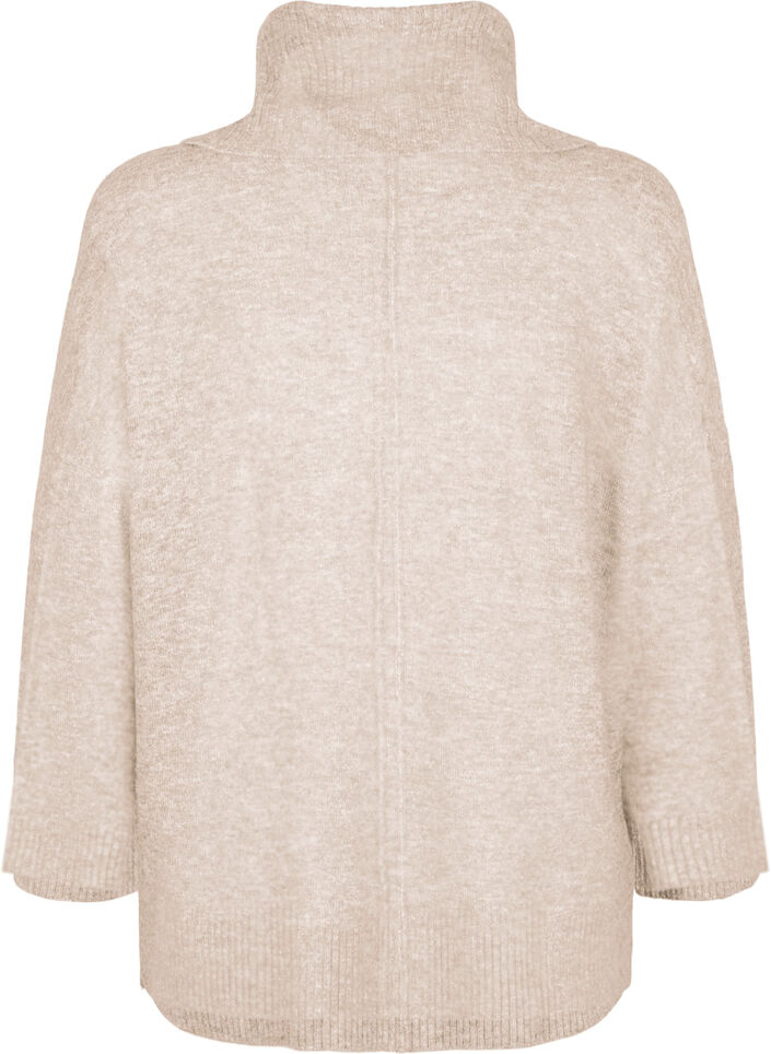 Melanzowy sweter z dzianiny z golfem, Simply Taupe Mel., Packshot image number 1