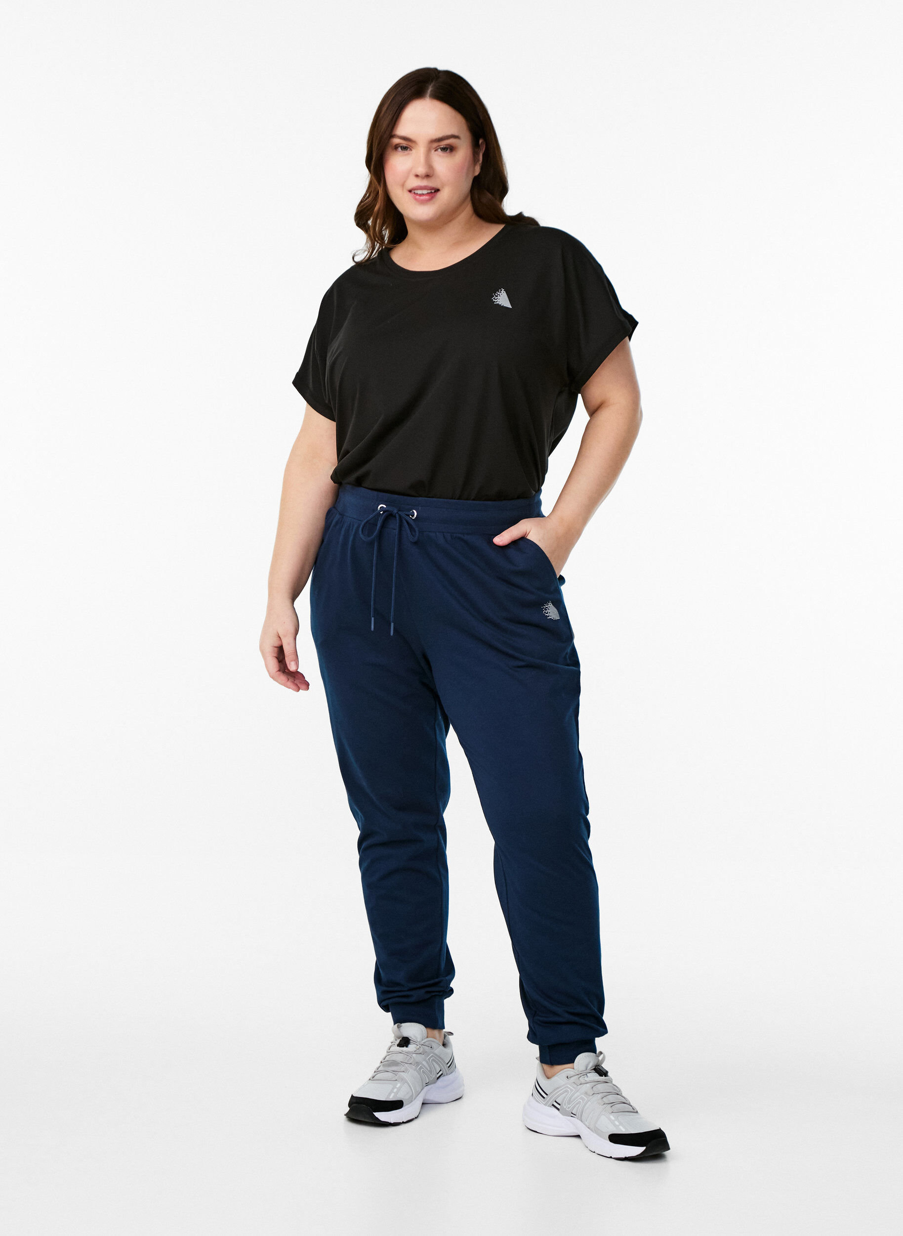 Luzne spodnie dresowe z kieszeniami, Niebieskie, Model