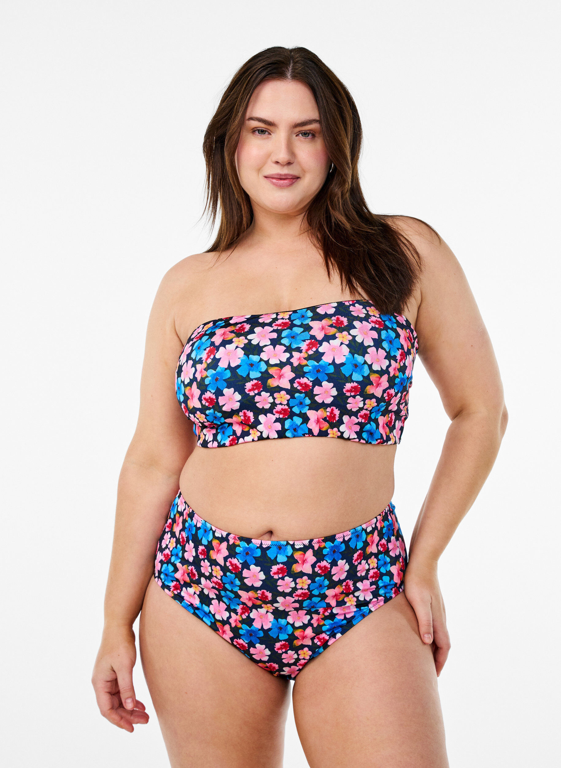 Zizzi G&oacute;ra od bikini w panterke, R&oacute;żowy, Model image number 1