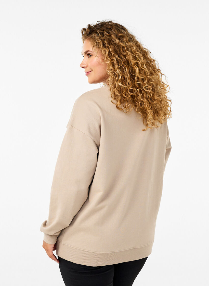Bluza z okraglym dekoltem, Simply Taupe, Model image number 1