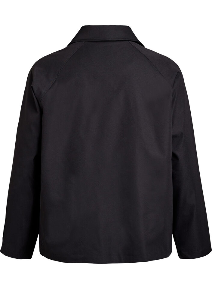 Krótki trencz z kieszeniami, Czarne, Packshot image number 1