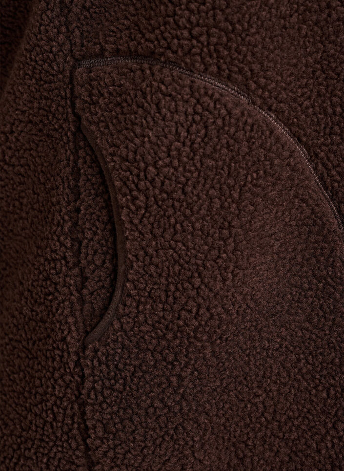 Kamizelka z pluszowego polaru z zamkiem i kieszeniami, Brązowy, Packshot image number 3