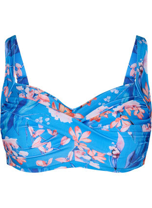 Góra od bikini z nadrukiem, Bright Blue Print, Packshot image number 0
