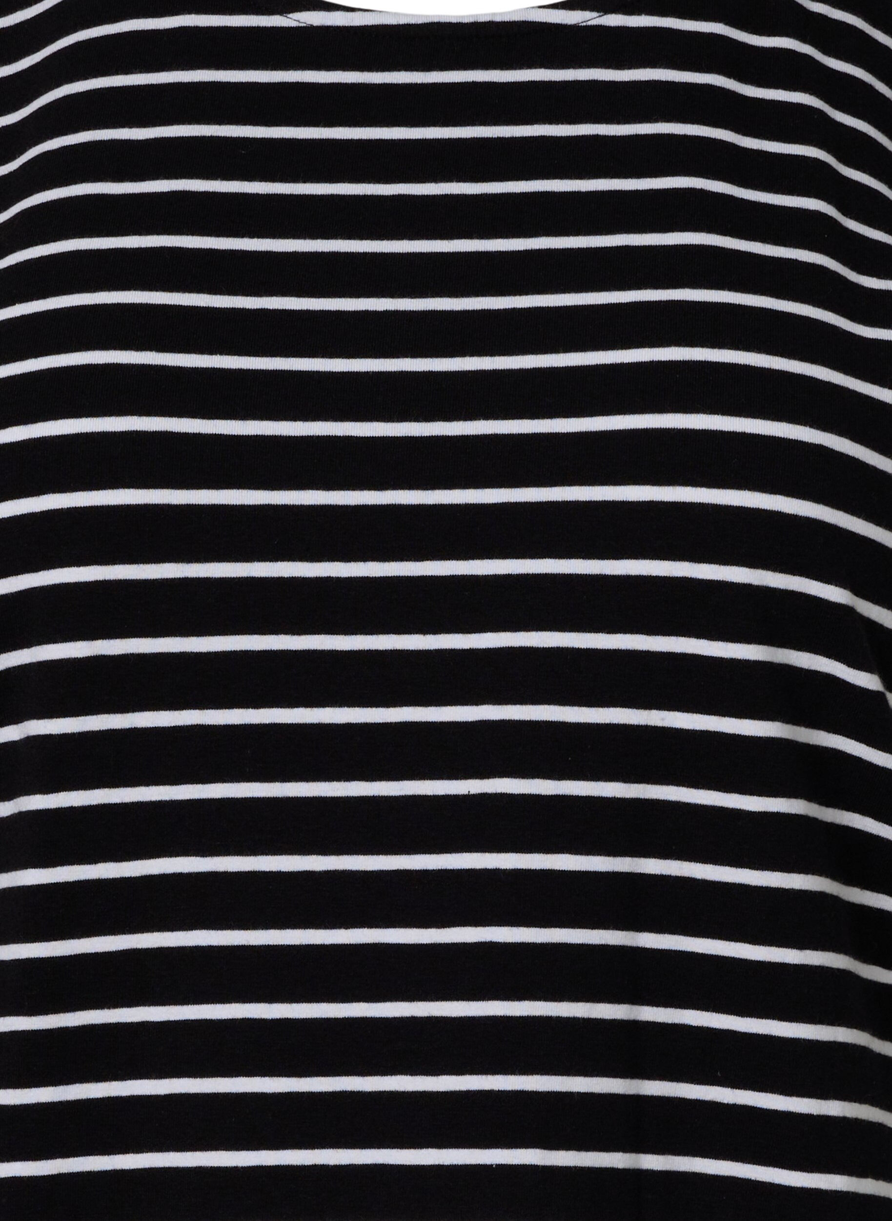 ZizziBawelniana koszulka w paski, Black W. Stripe, Packshot image number 2