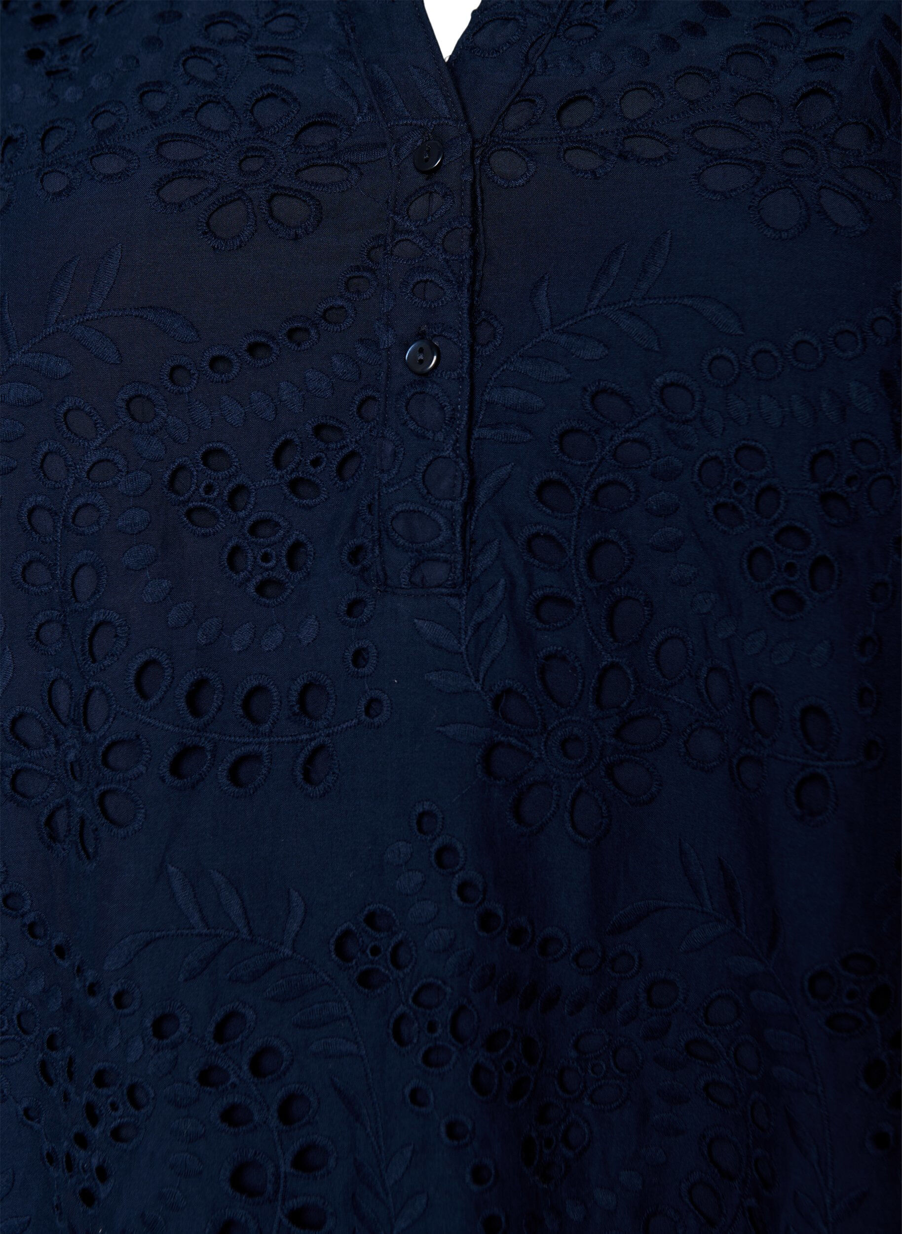 Zizzi Sukienka w stylu broderie anglaise z falbankami na rekawach, Niebieskie, Packshot image number 2