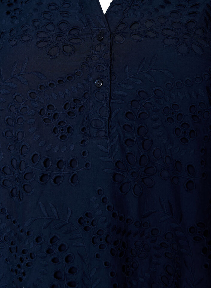 Sukienka w stylu broderie anglaise z falbankami na rekawach, Niebieskie, Packshot image number 2