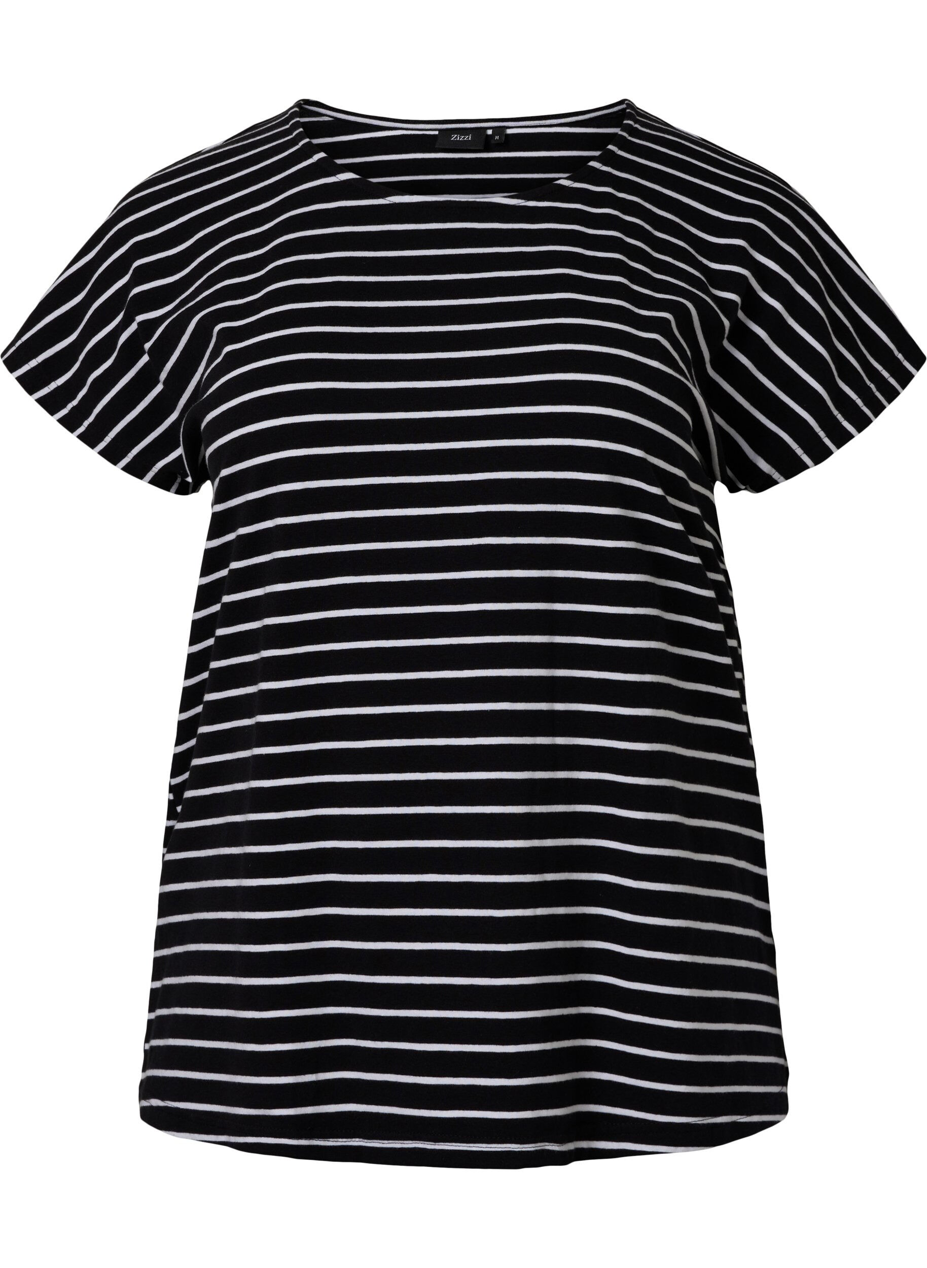 ZizziBawelniana koszulka w paski, Black W. Stripe, Packshot image number 0