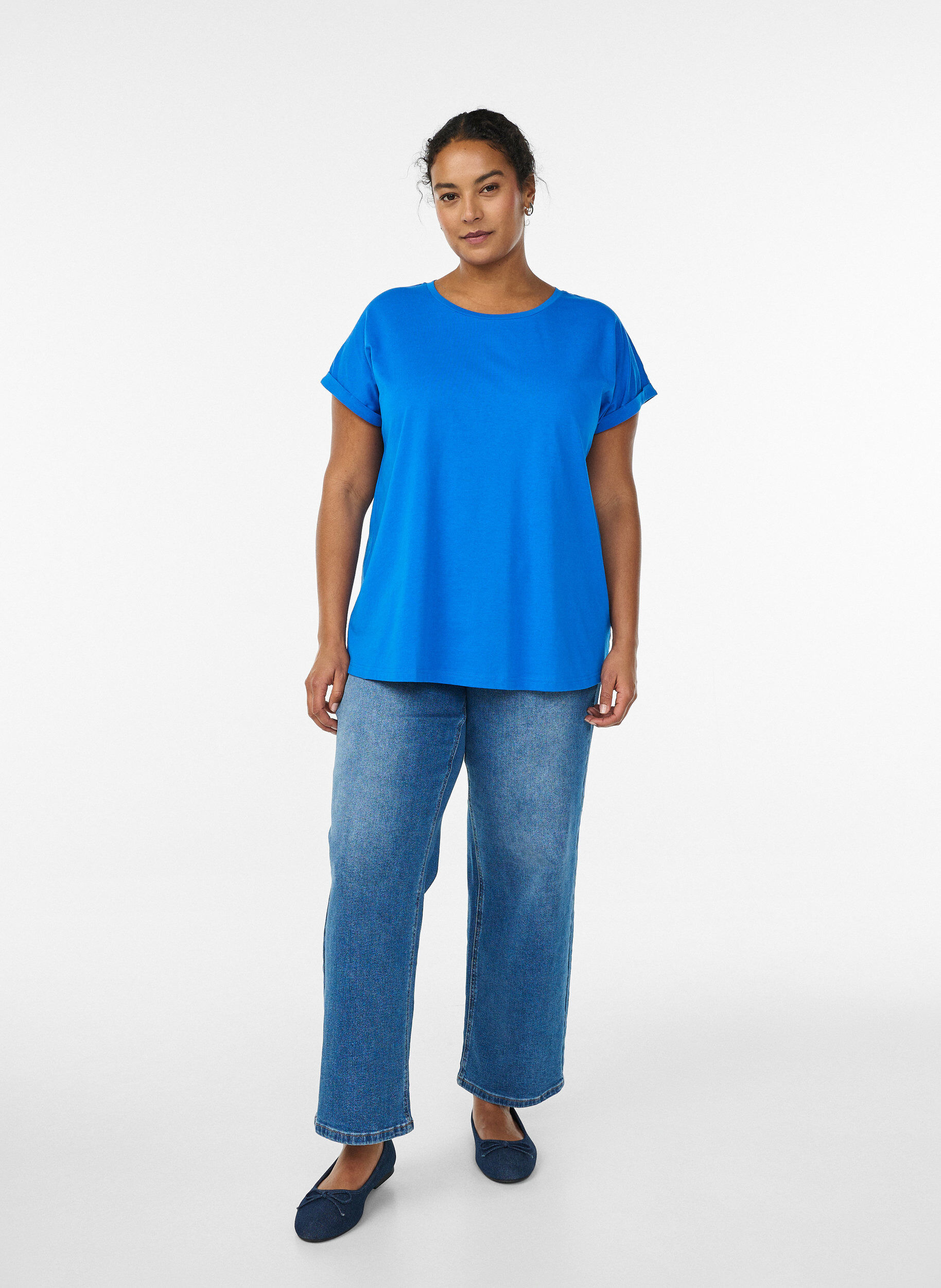 ZizziT-shirt z kr&oacute;tkim rekawem w mieszance bawelny, Niebieskie, Model image number 1