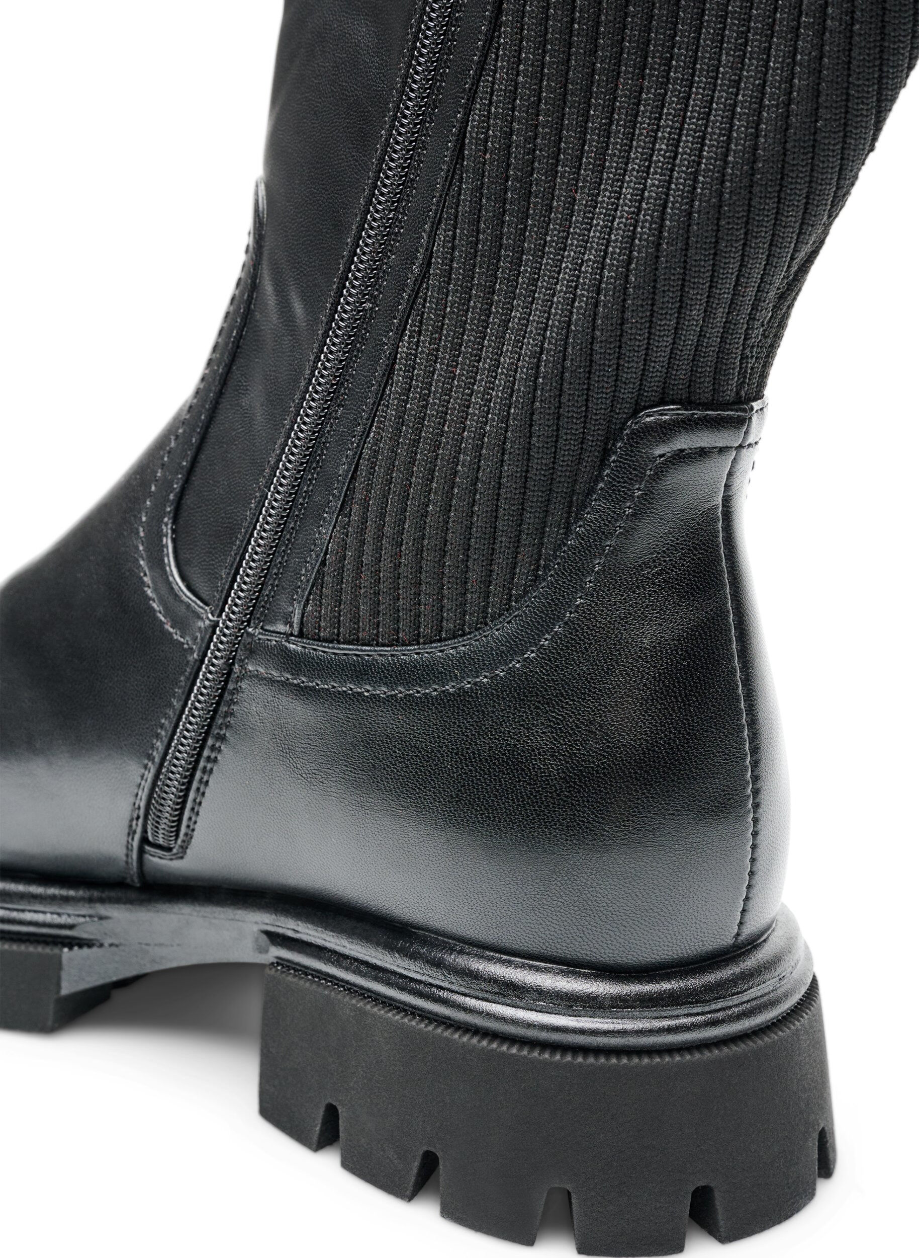 ZizziDlugie buty z wstawkami z zebrowanej dzianiny, Czarne, Packshot image number 5