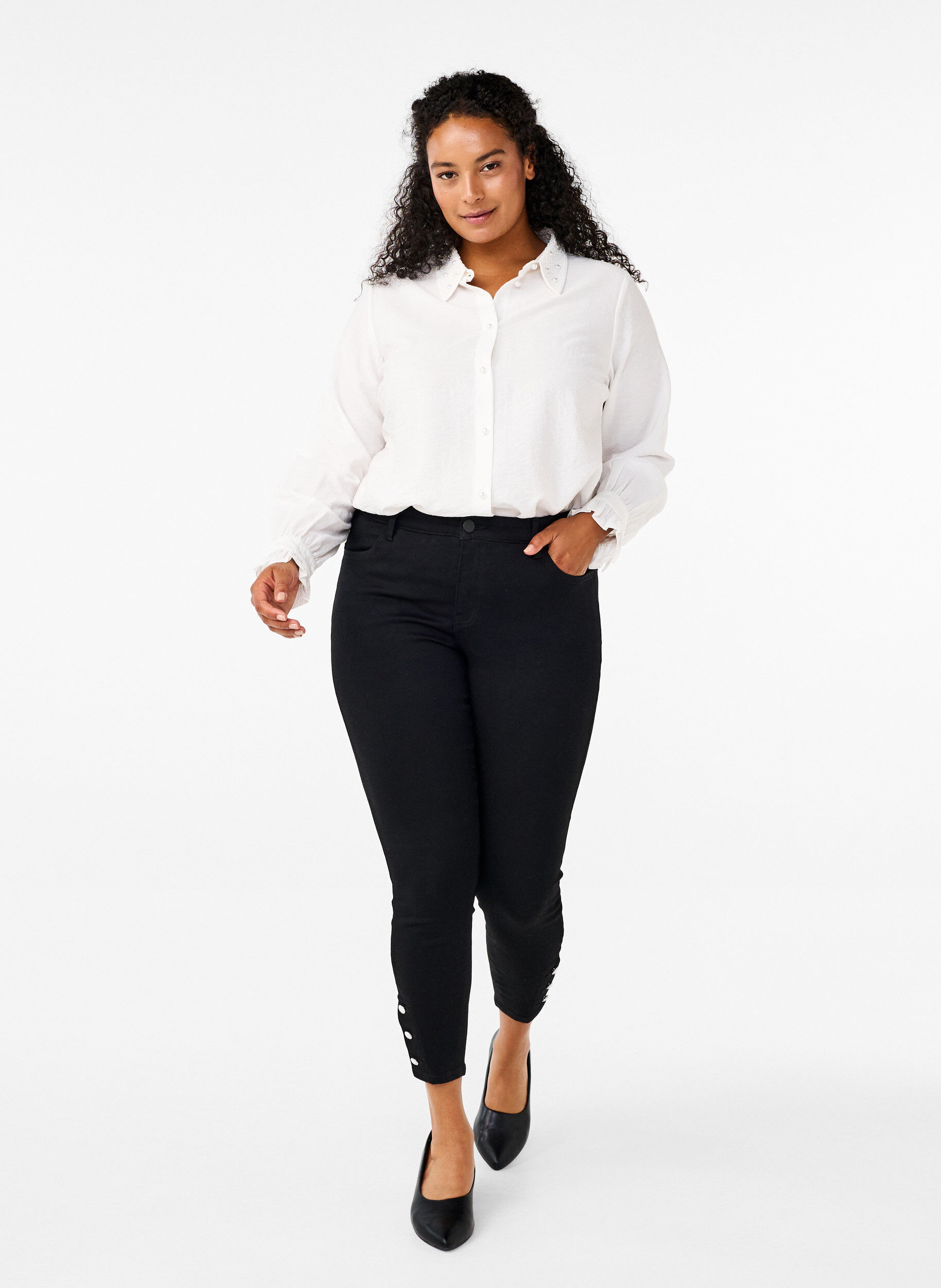 Zizzi Koszula z perlami, Snow White, Model image number 3