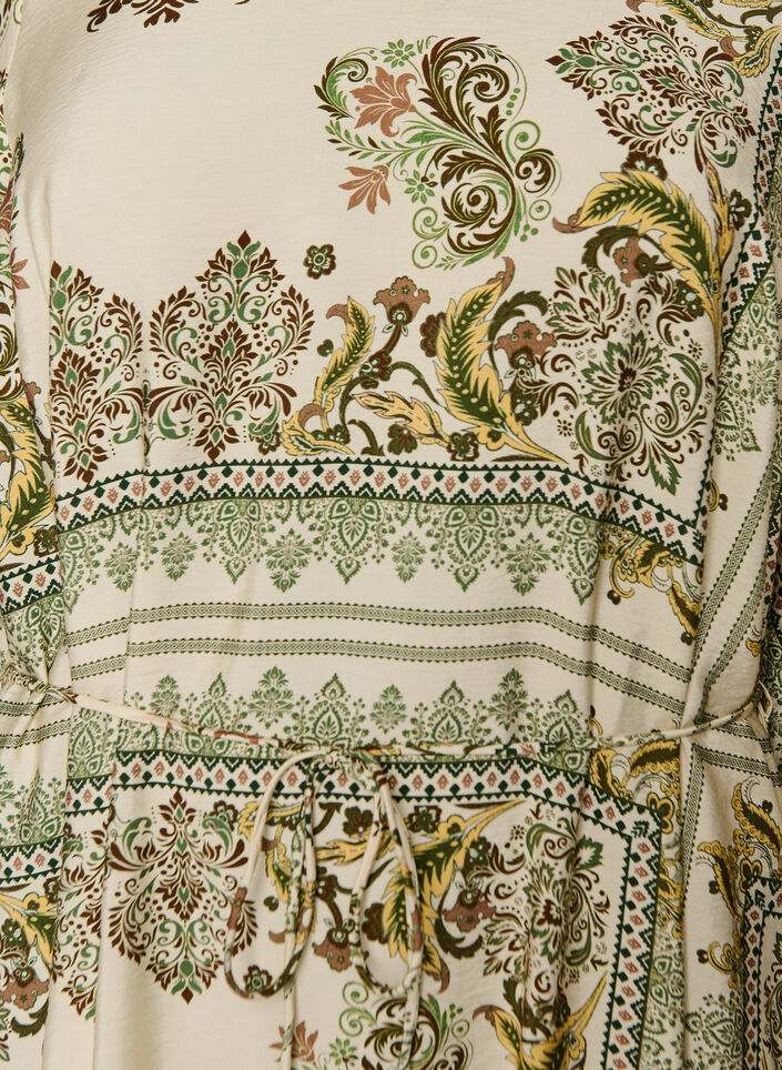 Sukienka midi z wiskozy w krate z paskiem do wiazania, Zielony, Packshot image number 2