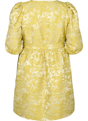 Krótka kopertowa sukienka z rekawem 3/4, Pear Liqueur, Packshot image number 1