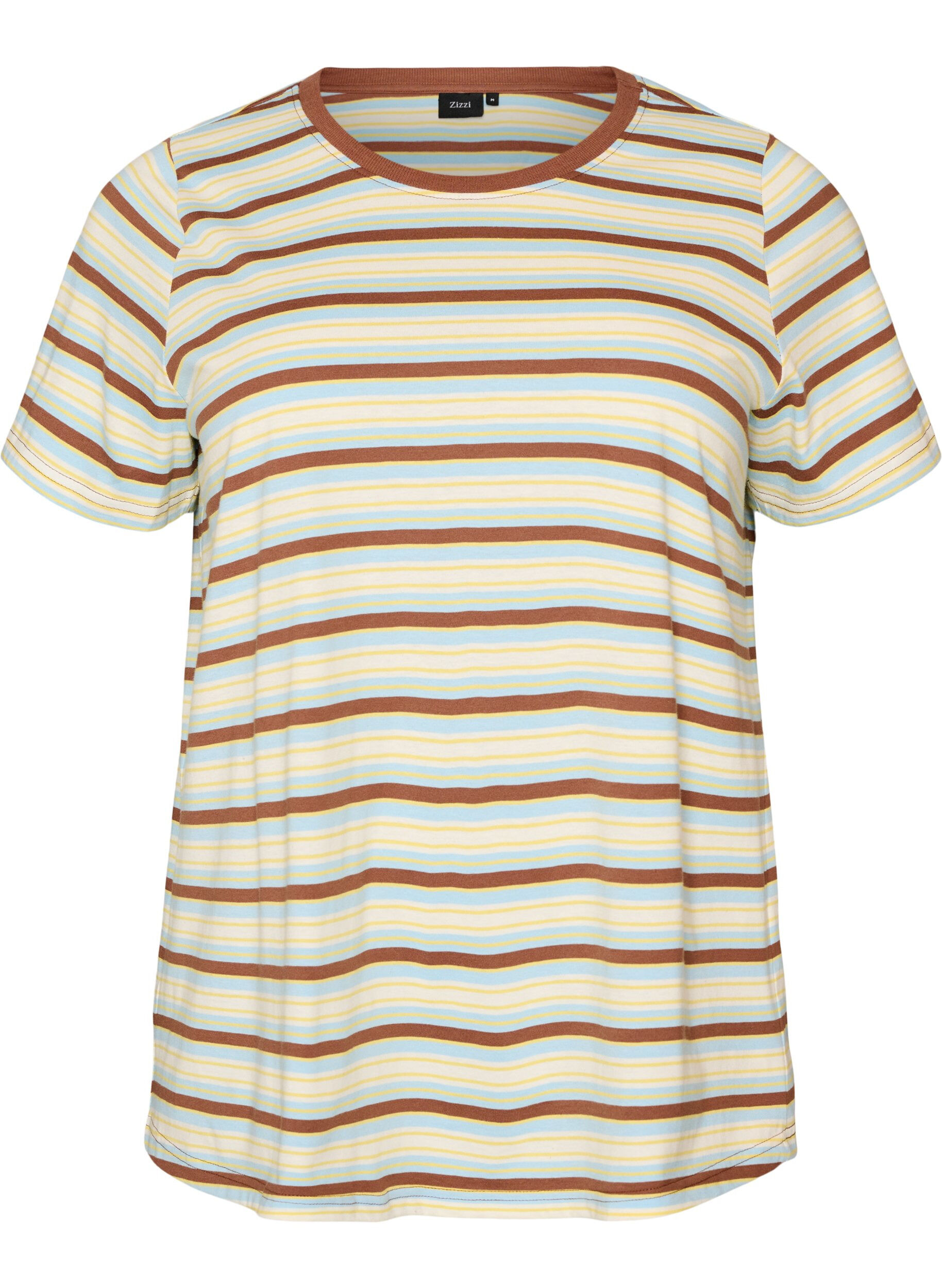 ZizziT-shirt w paski z bawelny organicznej, Brązowy, Packshot image number 0