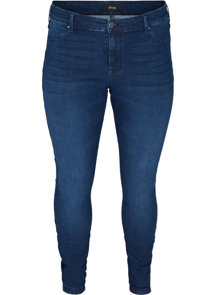 Jegginsy z mieszanki bawelny, Dark blue denim, Packshot image number 0