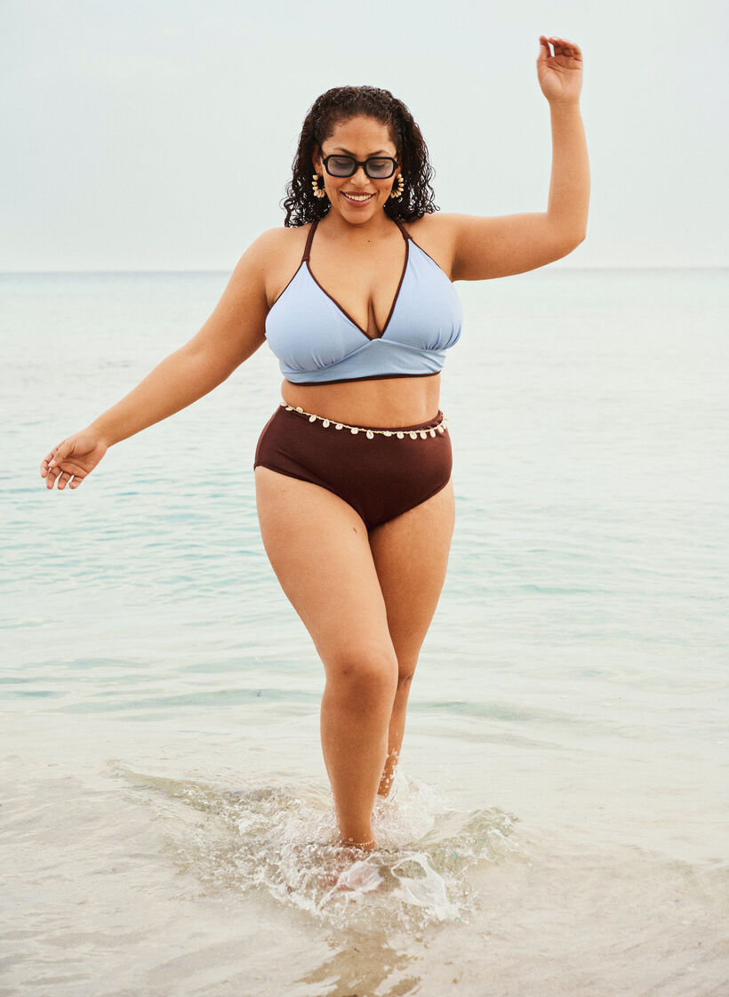 Odwrotne doly bikini z regulowana talia, Brązowy, Image image number 0