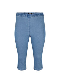 FLASH – jeansowe spodnie capri z wysokim stanem o waskim kroju
