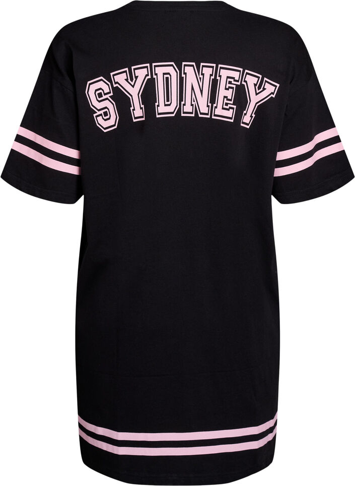 Krótka sukienka koszulkowa ze sportowymi detalami, Czarne, Packshot image number 1