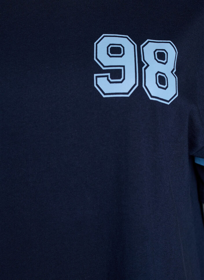 Kr&oacute;tka sukienka koszulkowa ze sportowymi detalami, Niebieskie, Packshot image number 2