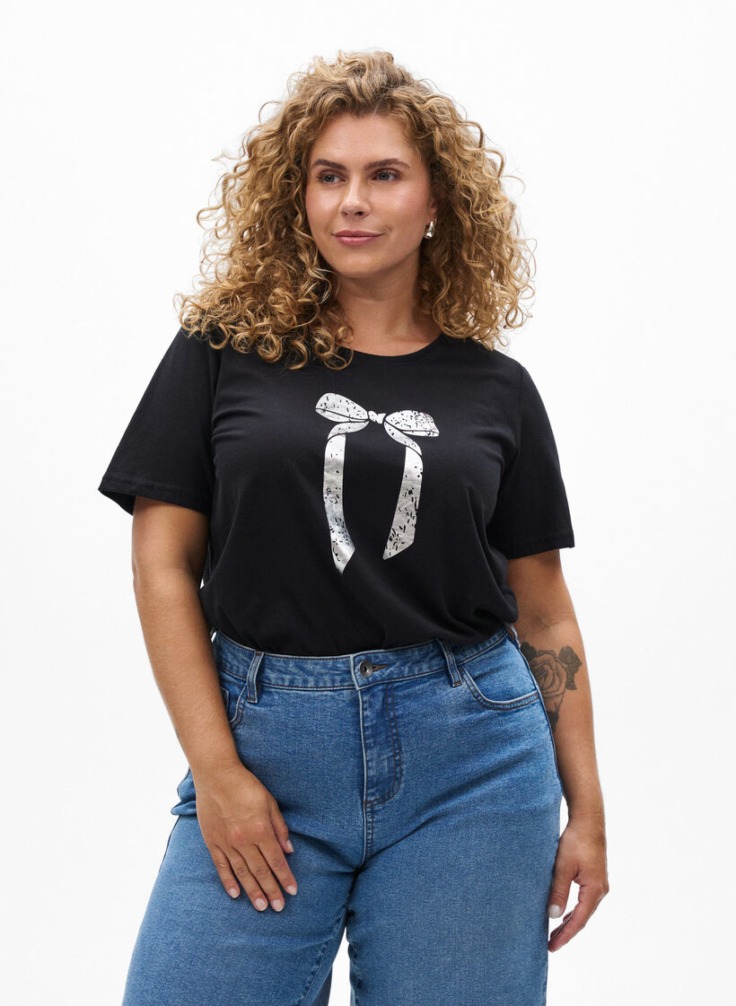 Koszulka z nadrukiem, Czarne, Model image number 0