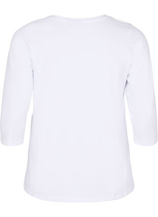 Bawelniana koszulka typu basic z rekawami 3/4, Bright White, Packshot image number 1