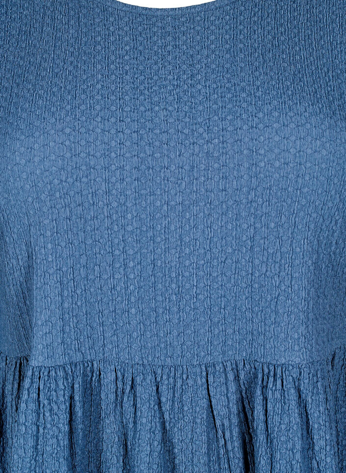 FLASH - Krótka sukienka z faktura i rekawami 3/4, Sargasso Sea, Packshot image number 2