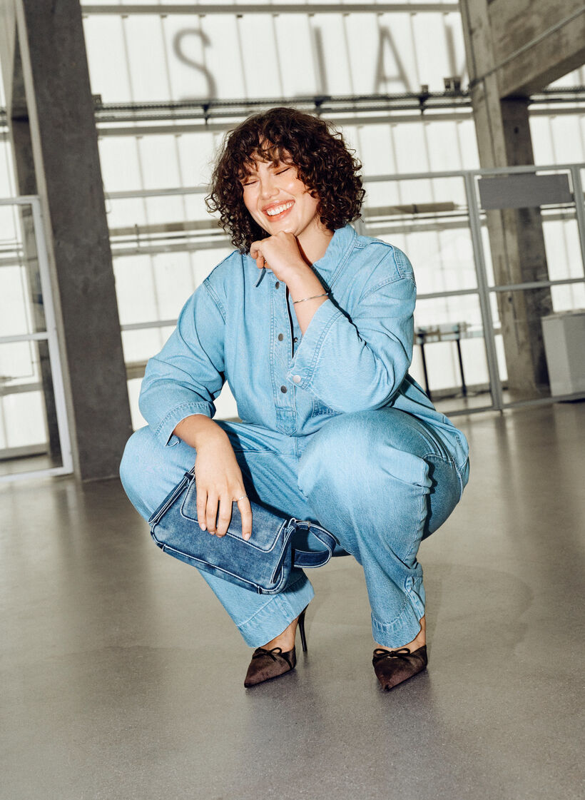 Luzna koszula z denimu z 3/4-sleeves, Niebieskie, Image image number 0