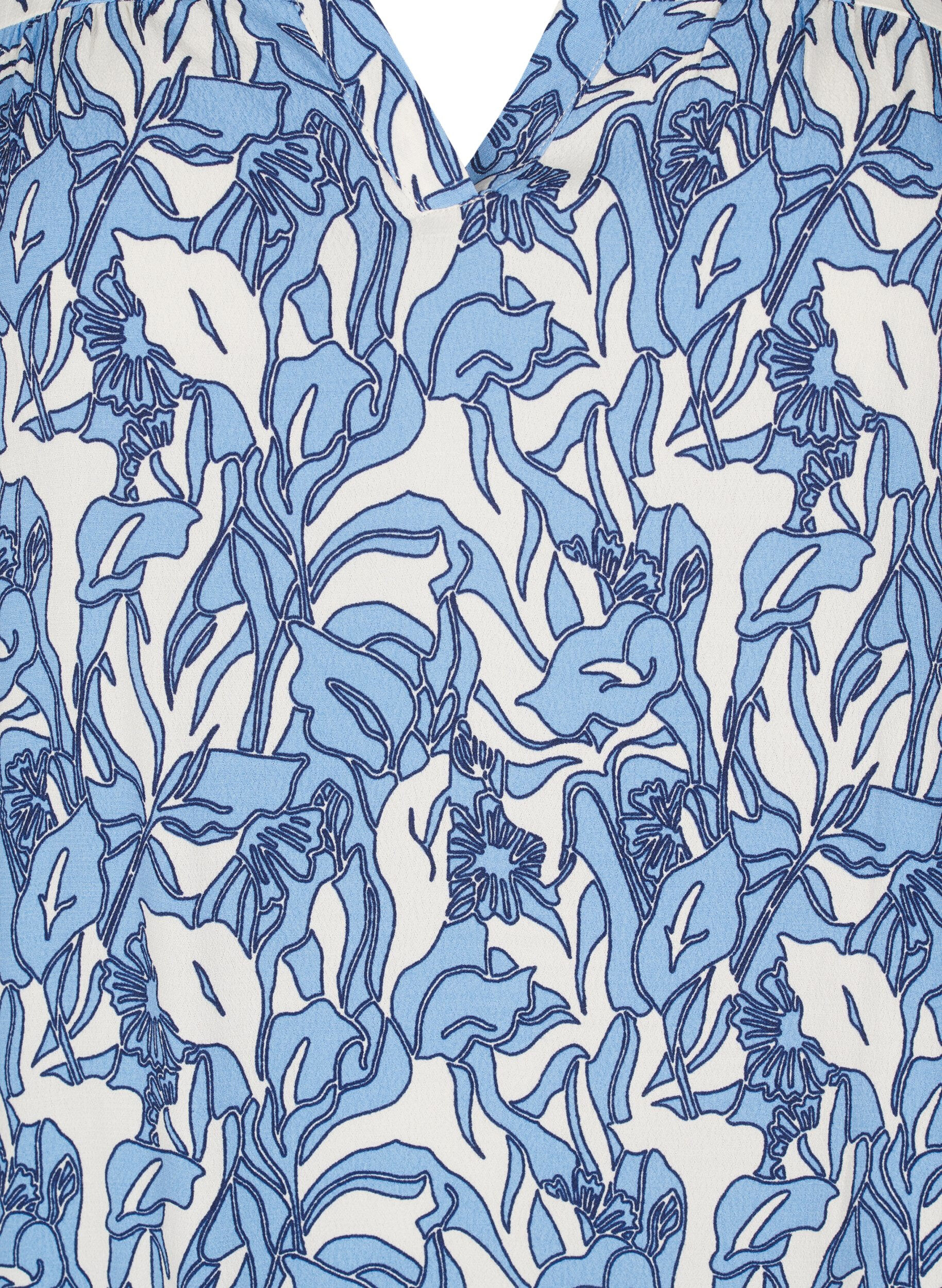 Zizzi Bluzka z dlugim rekawem, kwiatowym wzorem i dekoltem w szpic, Biały, Packshot image number 2