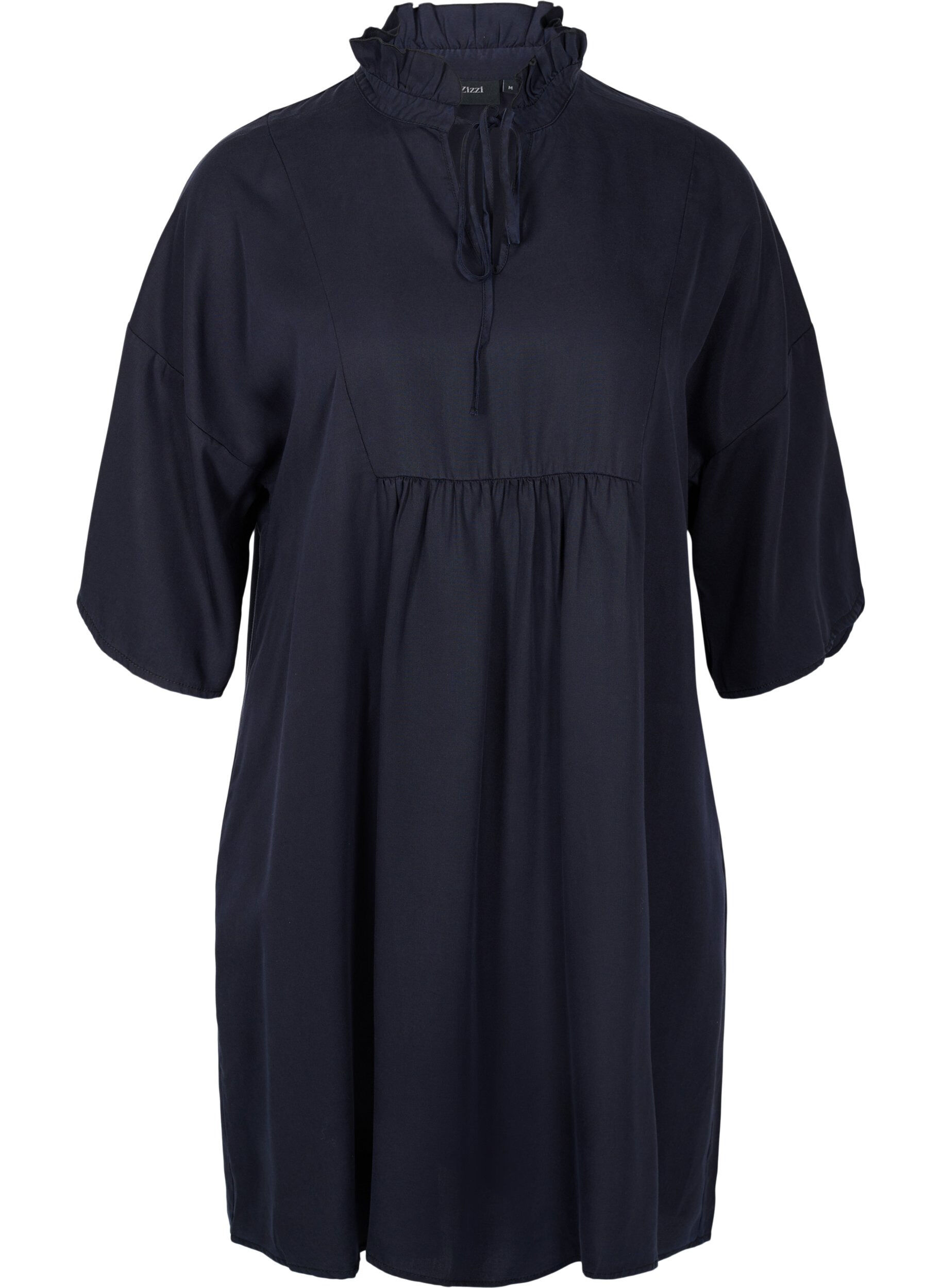 Zizzi Dress with 3/4 sleeves in lyocell (TENCEL&trade;), Black, Packshot image number 0