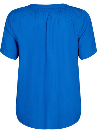 Wiskozowa bluzka z krótkimi rekawami i dekoltem w szpic, Princess Blue, Packshot image number 1