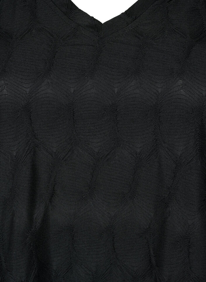 FLASH – bluzka z dlugim rekawem ze strukturalnej tkaniny, Black, Packshot image number 2