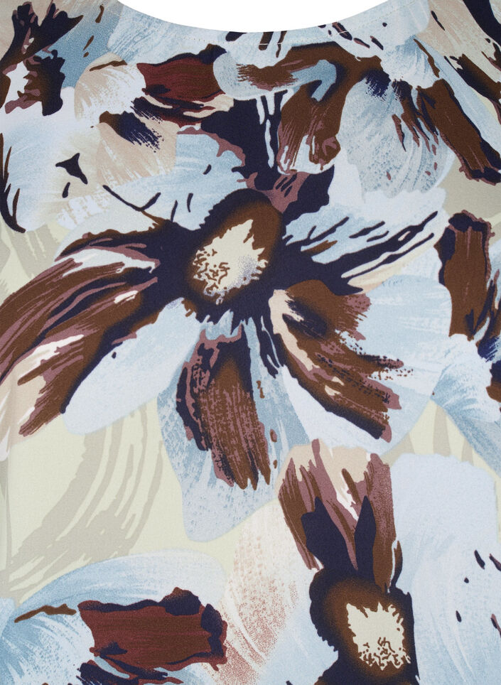 Bluzka z dlugimi rekawami z nadrukiem i guzikami, Grey Flower AOP, Packshot image number 2