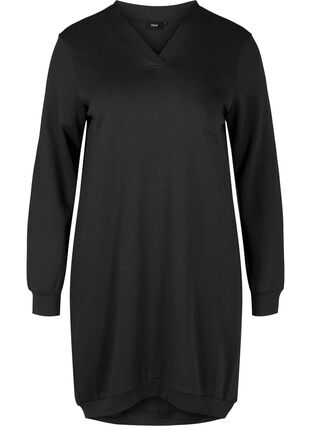 Plain sweat dress, Black, Packshot image number 0