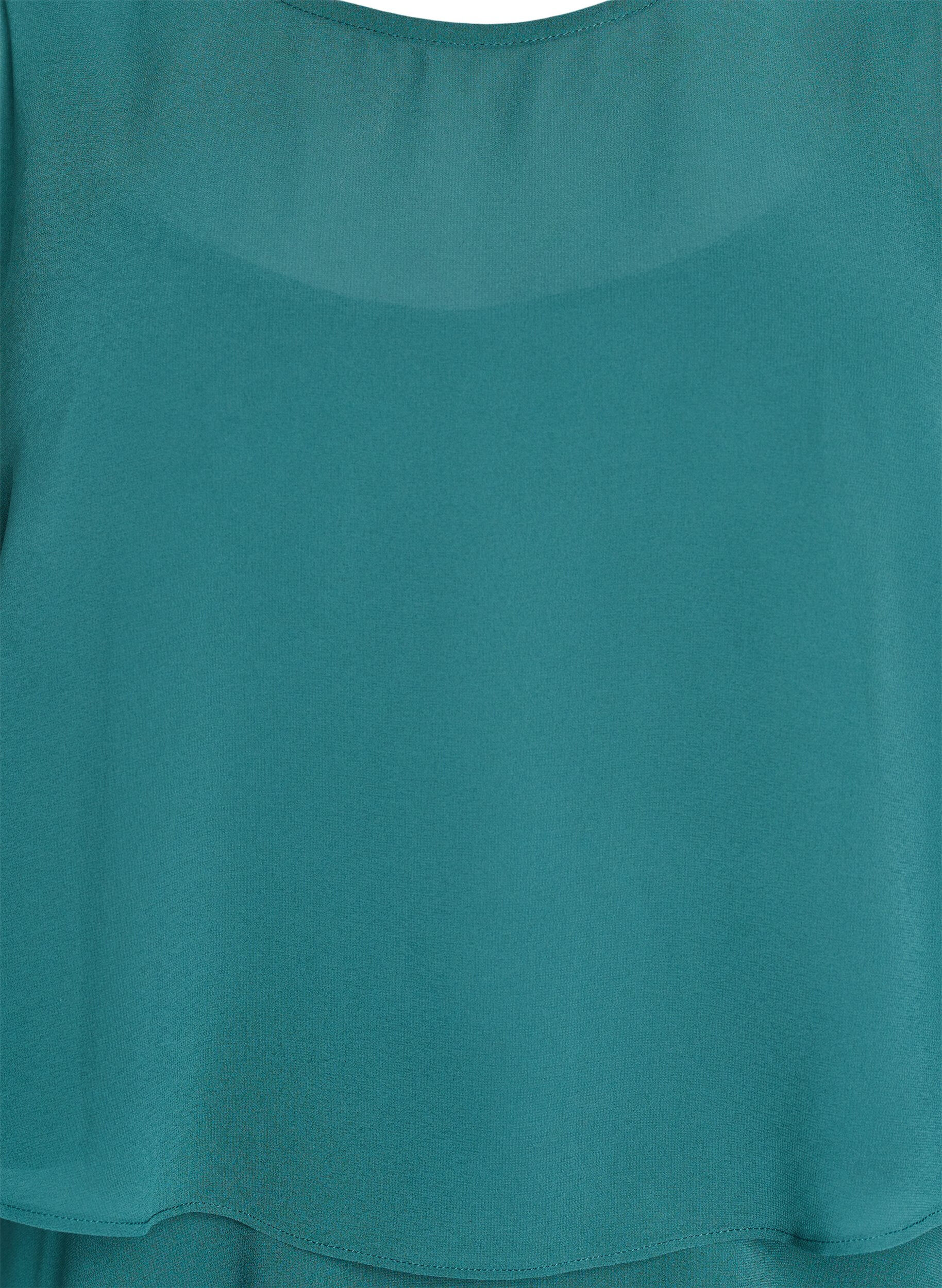 Zizzi Sukienka maxi z falbanami i odpinana peleryna, Zielony, Packshot image number 2