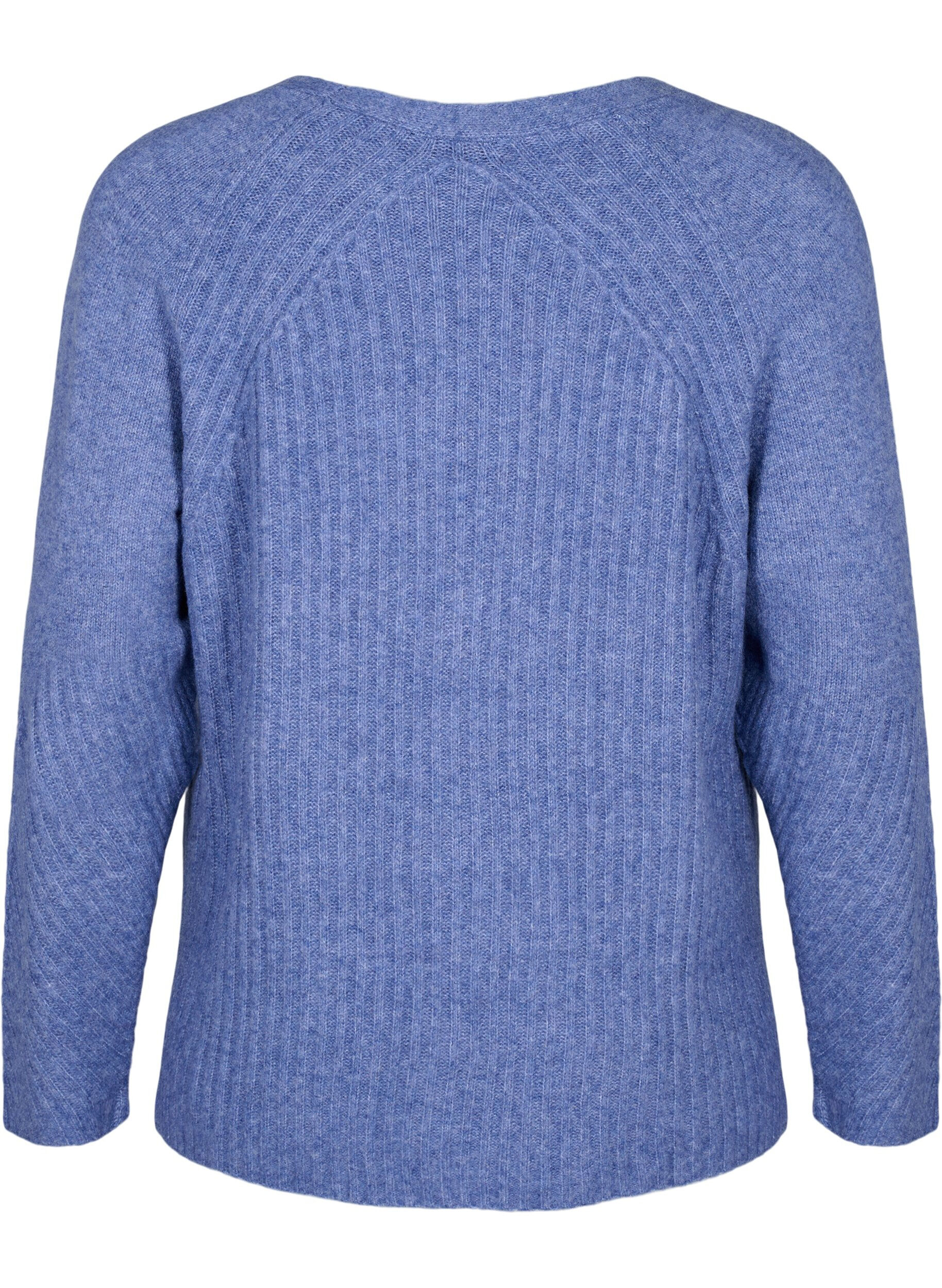 Zizzi Dzianinowy sweter z rozcieciem, Gray Blue Mel., Packshot image number 1